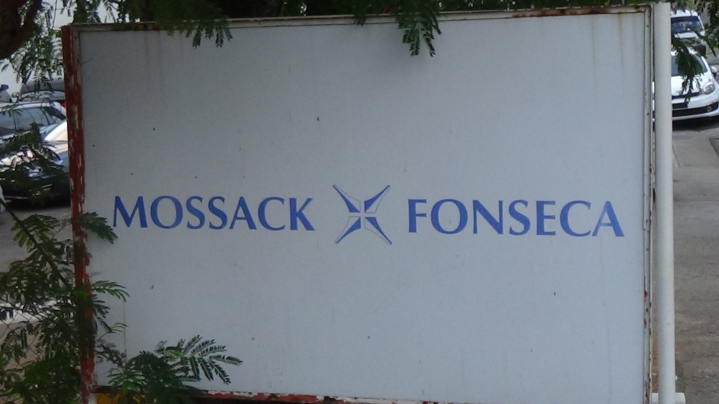 Exterior sign reading Mossack Fonseca on the law firm's office