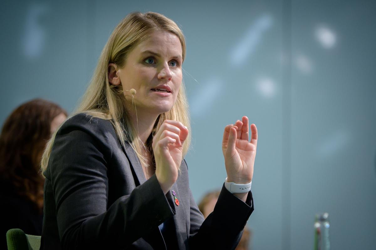 Frances Haugen at a Heinrich-Böll-Stiftung event in Berlin, November 2021