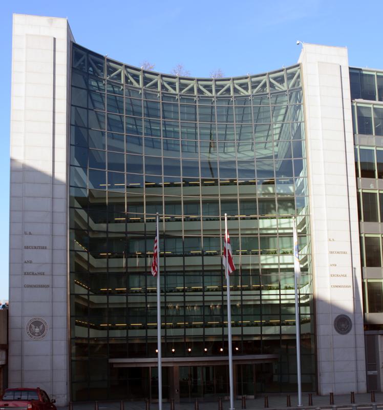 The U.S. Securities and Exchange Commission headquarters at 100 F Street NE, Washington DC, photographed from the street.