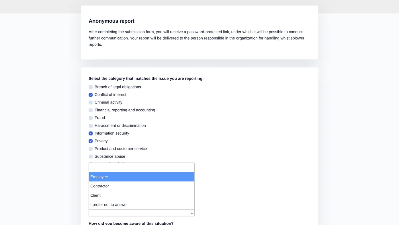 Your employee reports an issue