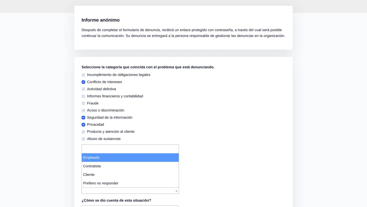 Su empleado informa de un problema